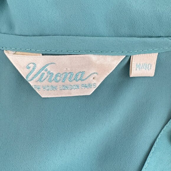 Vintage VIRONA Light Teal Embroidered Long Sleeve Blouse - Size 40 EU - Picture 10 of 11